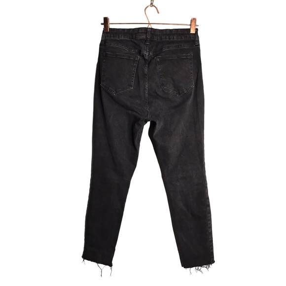 Daily Ritual | Black skinny high rise jeans fringe hem - Picture 4 of 8
